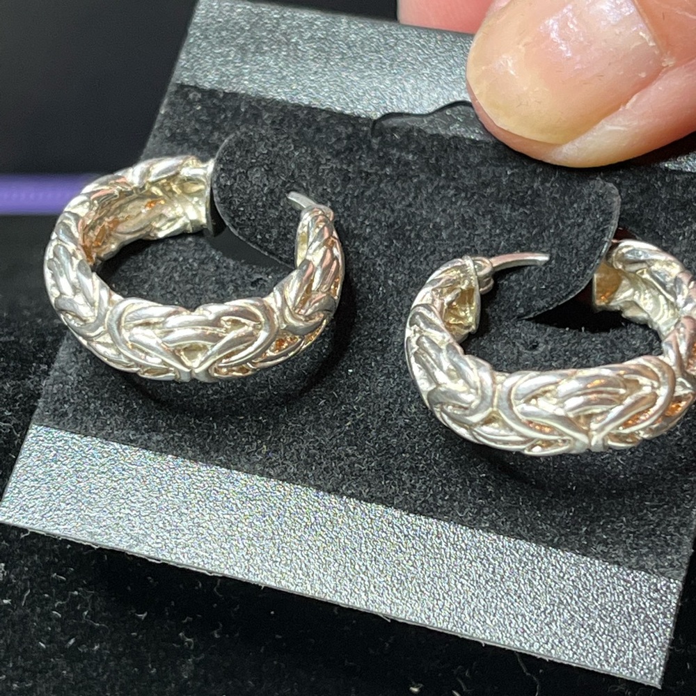 Sterling Silver Byzantine Hoop Earrings